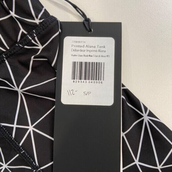 Karma Womens Geometric Print Black & White Racerback Tank Top With Built-In Bra - Picture 5 of 16